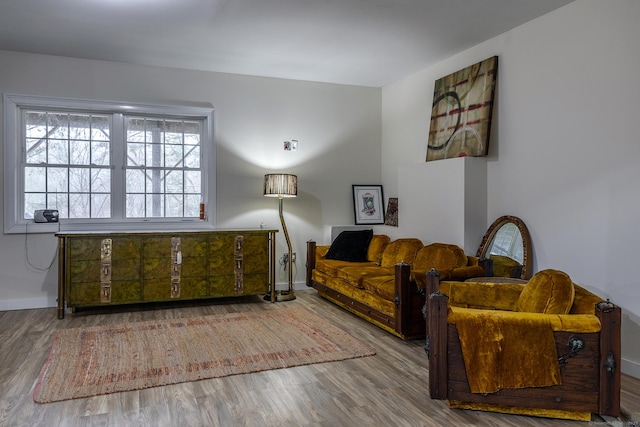 sitting room featuring baseboards and wood finished floors