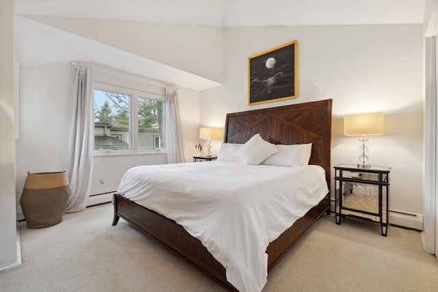 8 Lyle Ct Unit J, Farmington, CT 06032 - bedroom featuring light carpet, baseboard heating, and lofted ceiling