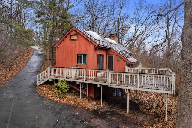 100 High Ridge Rd, Hamden, CT 06514 - rear view of property with a chimney and a deck