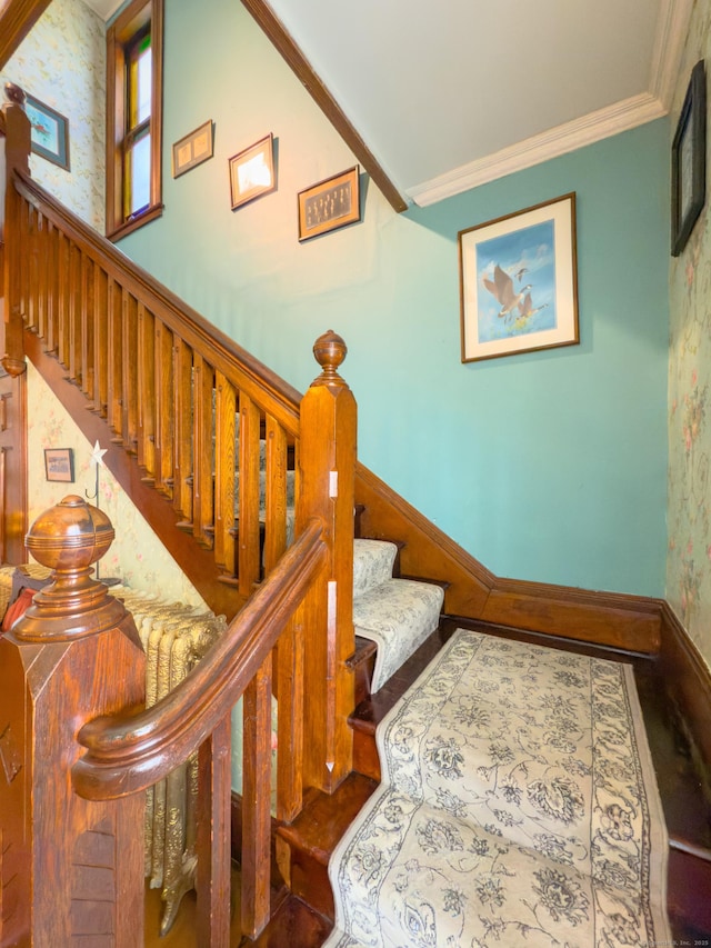1063 Main St, South Windsor, CT 06074 - stairs featuring ornamental molding and wood finished floors