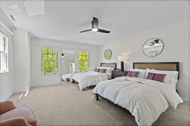 169 High Meadow Ln, Groton, CT 06355 - carpeted bedroom featuring crown molding, baseboards, and ceiling fan