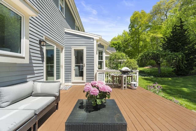 169 High Meadow Ln, Groton, CT 06355 - deck with an outdoor hangout area and a yard