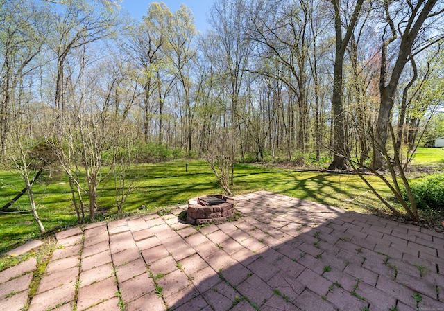 125 Northford Rd, Branford, CT 06405 - view of patio with an outdoor fire pit