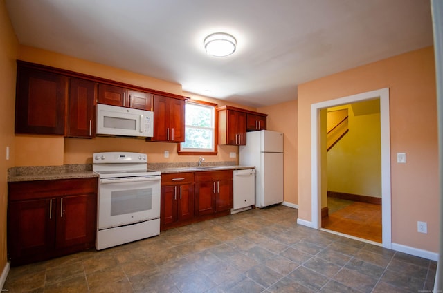 93 Broad St, Norwich, CT 06360 - kitchen with white appliances, a sink, baseboards, and light countertops