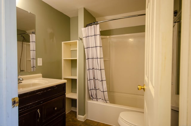 93 Broad St, Norwich, CT 06360 - full bathroom with vanity, toilet, shower / bath combo, and tile patterned flooring