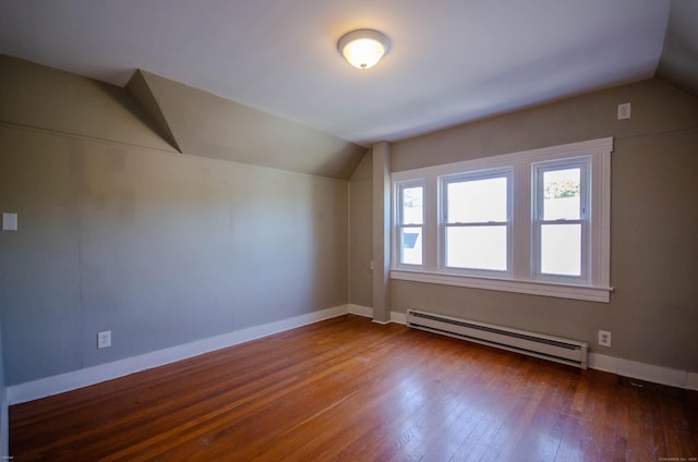 93 Broad St, Norwich, CT 06360 - additional living space featuring a baseboard radiator, lofted ceiling, hardwood / wood-style floors, and baseboards