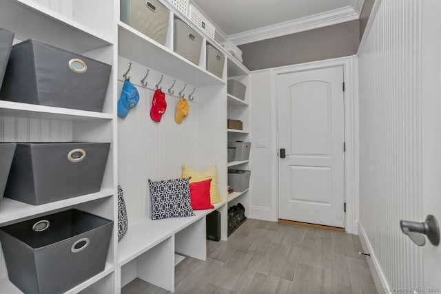 158 N Seir Hill Rd, Norwalk, CT 06850 - mudroom featuring crown molding and wood finished floors