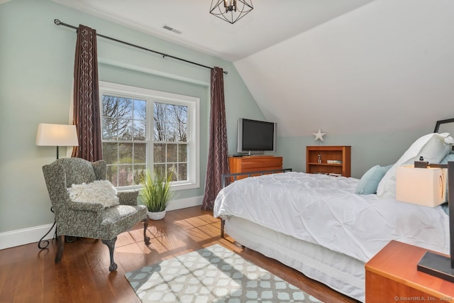 158 N Seir Hill Rd, Norwalk, CT 06850 - bedroom featuring wood finished floors, visible vents, baseboards, and lofted ceiling