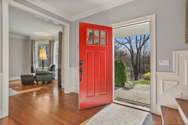158 N Seir Hill Rd, Norwalk, CT 06850 - foyer entrance featuring crown molding and wood finished floors