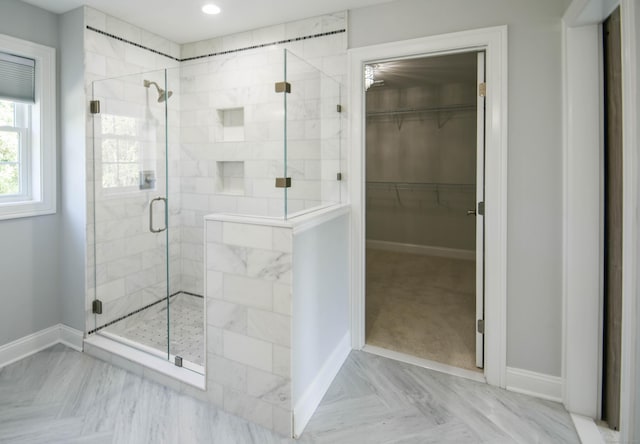 1481 Marion Rd, Cheshire, CT 06410 - full bath with a stall shower, baseboards, and a spacious closet