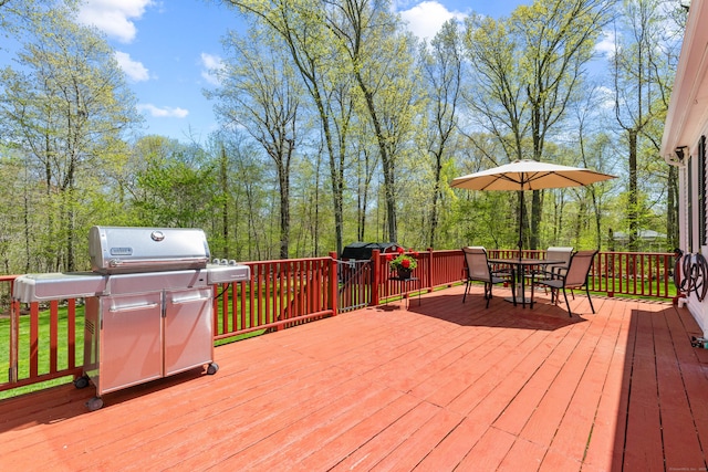8 Dean Rd, East Lyme, CT 06333 - wooden terrace with area for grilling and outdoor dining space