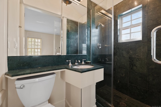 24-26 Lyme St, Old Lyme, CT 06371 - full bathroom with toilet, a stall shower, and vanity