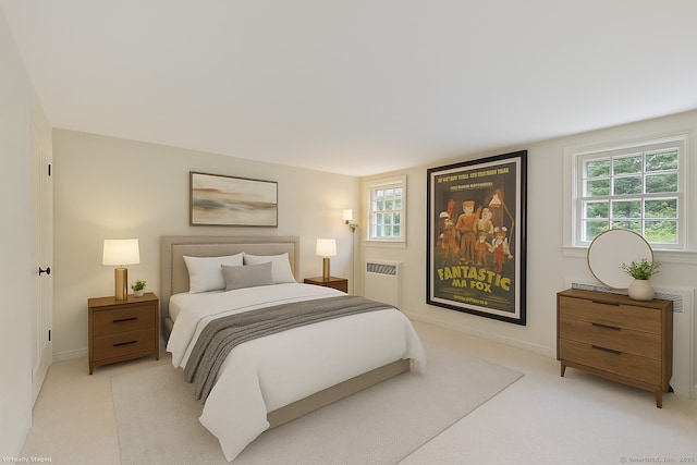 167 Skunk Ln, Wilton, CT 06897 - bedroom featuring radiator heating unit, multiple windows, and light colored carpet