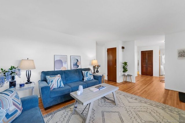 living room featuring light wood-type flooring