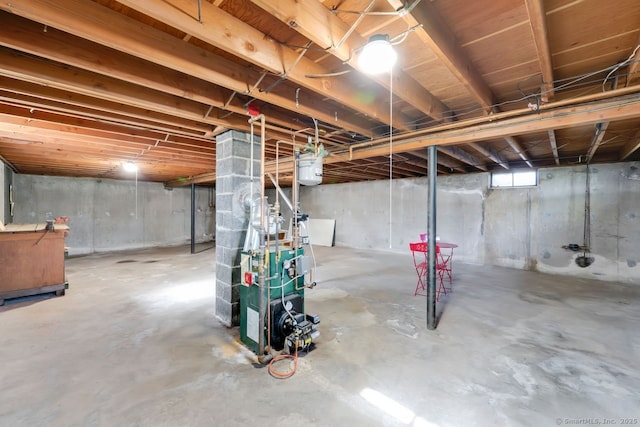 below grade area featuring a heating unit