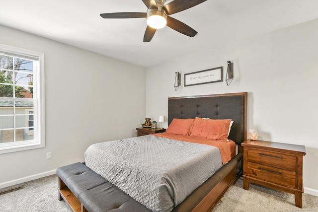 10 Bidwell Ter, Middletown, CT 06457 - bedroom with baseboards, visible vents, carpet floors, and ceiling fan