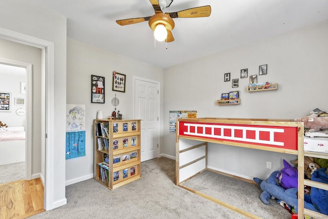 10 Bidwell Ter, Middletown, CT 06457 - bedroom featuring ceiling fan, baseboards, and carpet