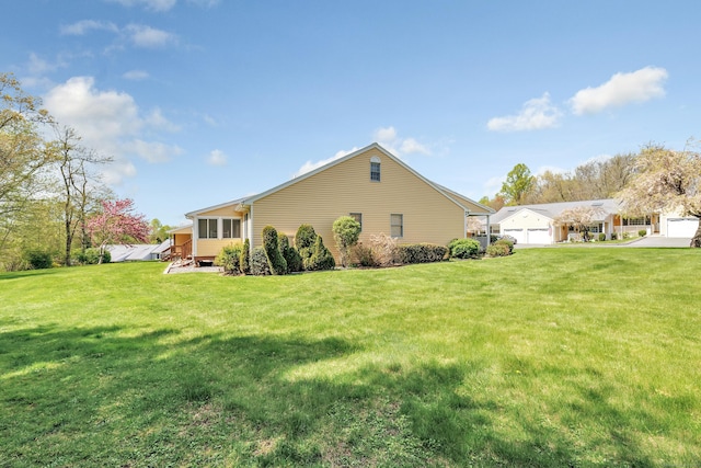 view of property exterior with a lawn