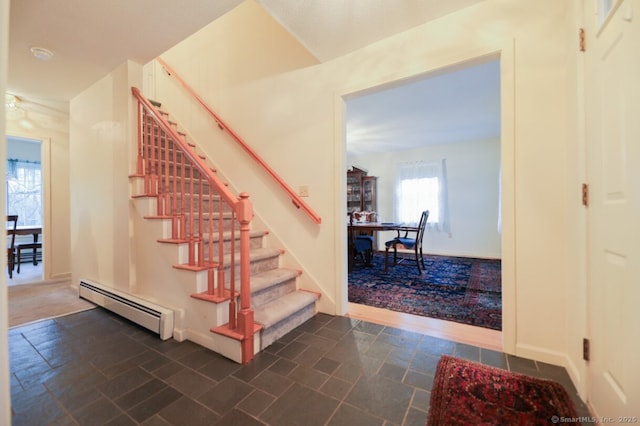 1900 Litchfield Rd, Watertown, CT 06795 - stairs featuring baseboard heating, baseboards, and stone finish flooring