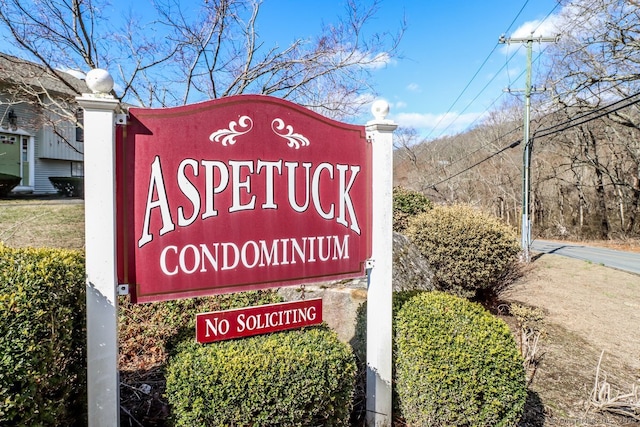 view of community sign