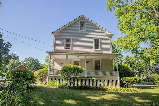 26 Seminary Rd, Simsbury, CT 06070 - view of front of property with covered porch and a front yard