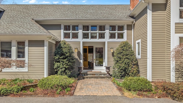 224 Tepi Dr, Southbury, CT 06488 - entrance to property featuring a chimney and a shingled roof