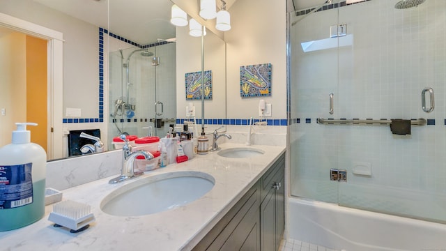 224 Tepi Dr, Southbury, CT 06488 - full bathroom with shower / bath combination with glass door, double vanity, and a sink