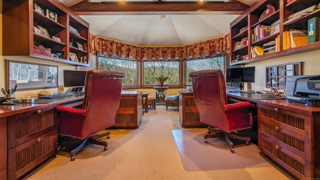 224 Tepi Dr, Southbury, CT 06488 - carpeted office space with beamed ceiling and built in desk