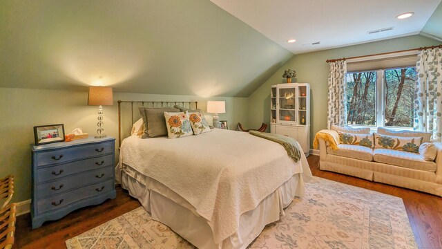 224 Tepi Dr, Southbury, CT 06488 - bedroom featuring recessed lighting, visible vents, wood finished floors, and lofted ceiling