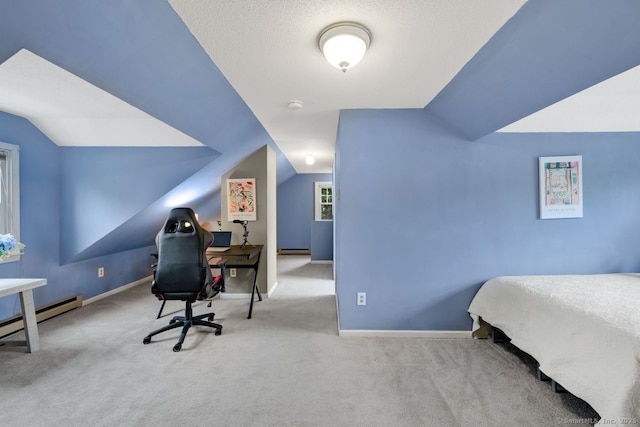 134 Saint Charles St, West Hartford, CT 06119 - bedroom featuring vaulted ceiling, carpet, baseboards, and a baseboard heating unit