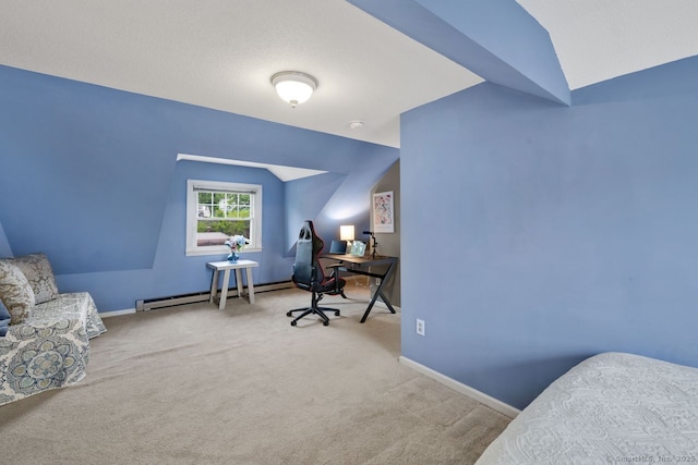 134 Saint Charles St, West Hartford, CT 06119 - carpeted bedroom featuring vaulted ceiling, a baseboard radiator, and baseboards