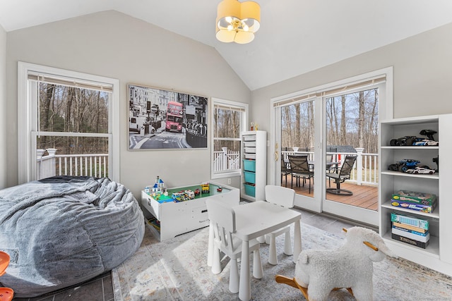 21 White Birch Rd, Redding, CT 06896 - interior space with an inviting chandelier and lofted ceiling