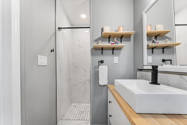 21 White Birch Rd, Redding, CT 06896 - full bathroom featuring a marble finish shower and vanity