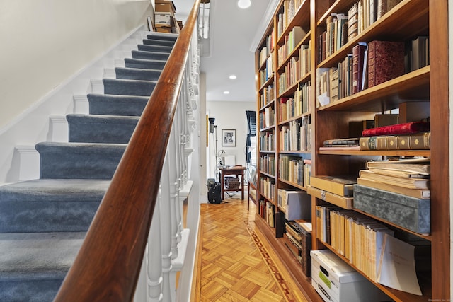 stairs with recessed lighting