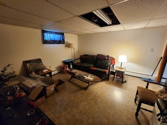27 Payne Pl, Meriden, CT 06450 - living room with a baseboard heating unit and a paneled ceiling
