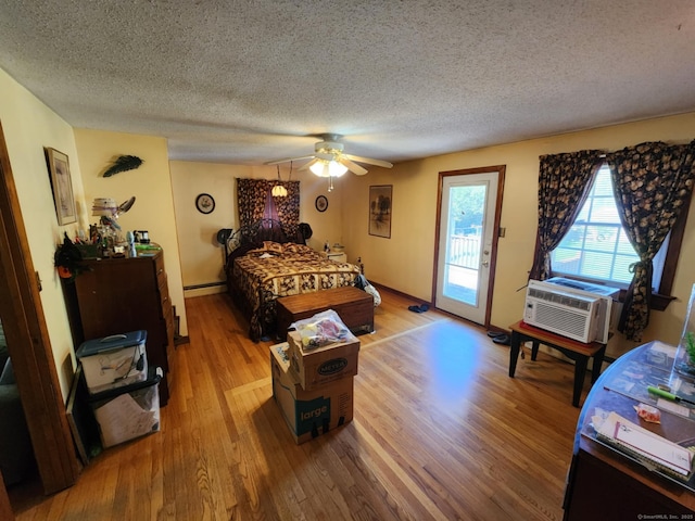 27 Payne Pl, Meriden, CT 06450 - bedroom with a textured ceiling, access to outside, wood finished floors, and a ceiling fan