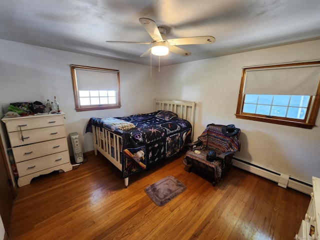 27 Payne Pl, Meriden, CT 06450 - bedroom featuring hardwood / wood-style floors, a ceiling fan, and baseboard heating