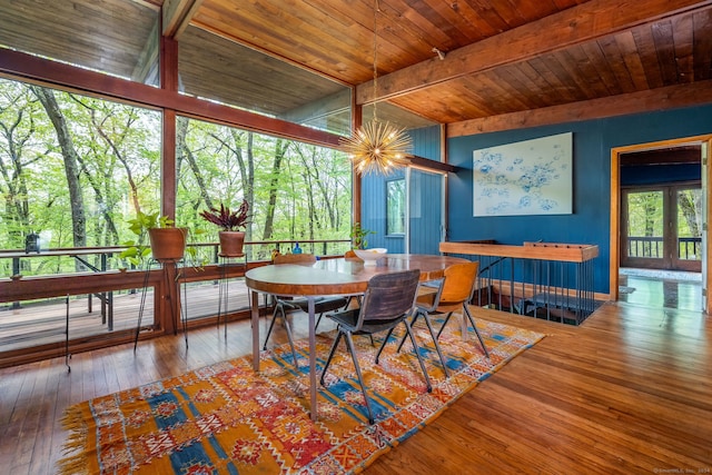 29 Lighthouse Rd, Woodbury, CT 06798 - dining room featuring a wooden ceiling with exposed beams and hardwood / wood-style flooring