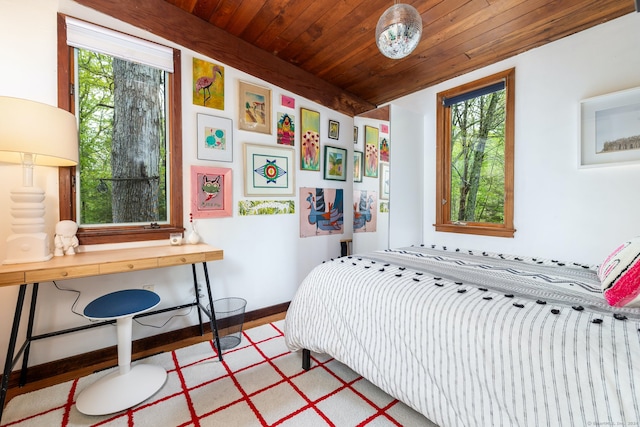 29 Lighthouse Rd, Woodbury, CT 06798 - bedroom featuring multiple windows and wood ceiling