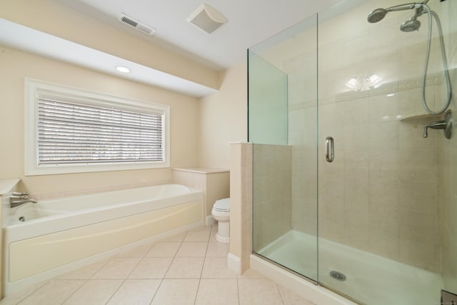 1 Winding Trl Unit 1, Middlebury, CT 06762 - full bathroom featuring tile patterned flooring, a shower stall, a bath, and toilet