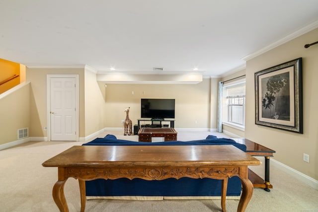 1 Winding Trl Unit 1, Middlebury, CT 06762 - living area featuring light colored carpet, crown molding, baseboards, and recessed lighting