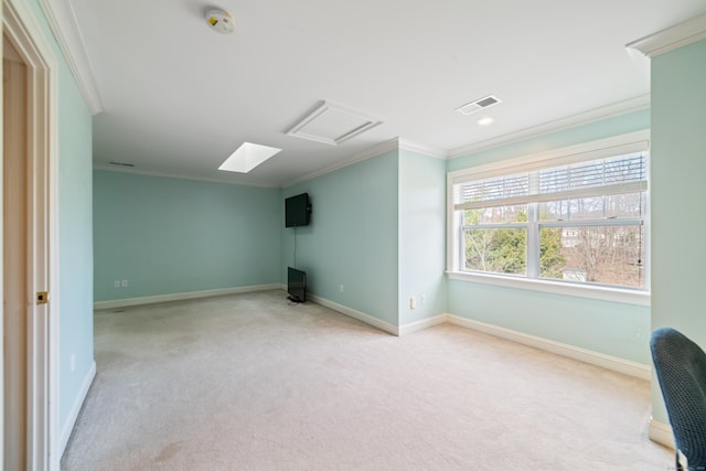 1 Winding Trl Unit 1, Middlebury, CT 06762 - empty room with ornamental molding, baseboards, carpet, attic access, and a smoke detector