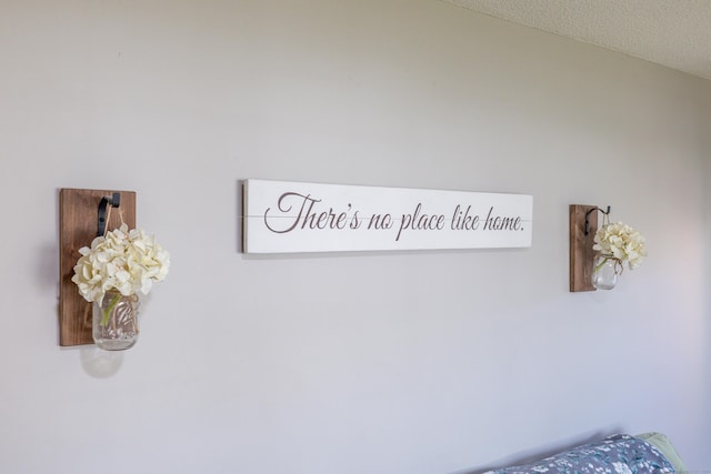 interior details with a textured ceiling