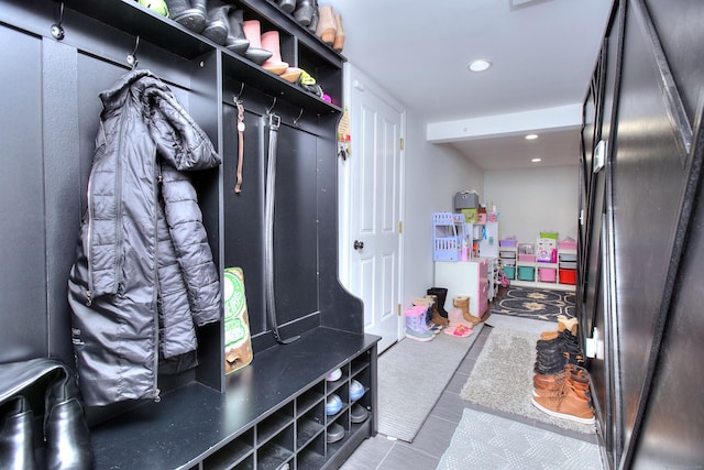 mudroom with recessed lighting