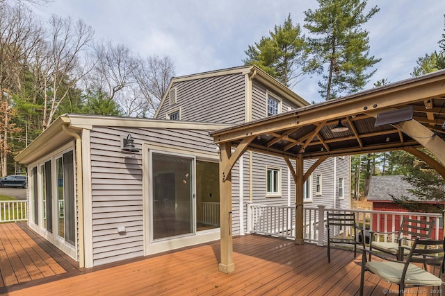 wooden deck with a gazebo