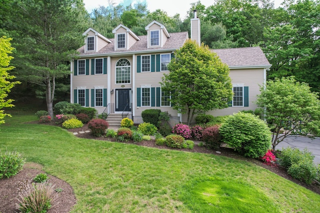 40 Nathan Hale Ct, Cheshire, CT 06410 - view of front of home with a front lawn and a chimney