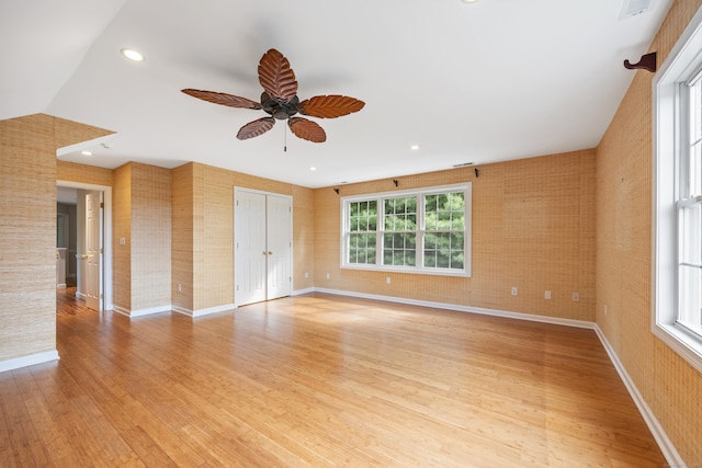 40 Nathan Hale Ct, Cheshire, CT 06410 - unfurnished room featuring a ceiling fan, light wood finished floors, baseboards, and recessed lighting