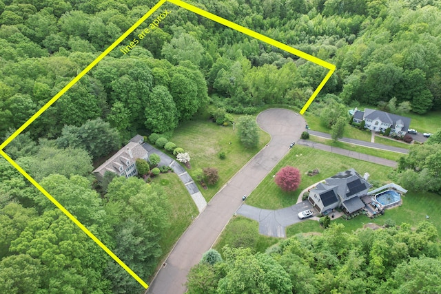 40 Nathan Hale Ct, Cheshire, CT 06410 - aerial view of property's location with a heavily wooded area and property boundaries highlighted
