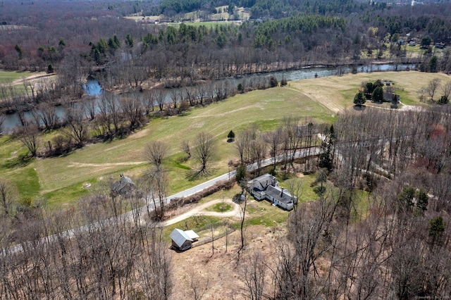 265 Housatonic River Rd, Salisbury, CT 06068 - drone / aerial view featuring a wooded view, a water view, and a rural view