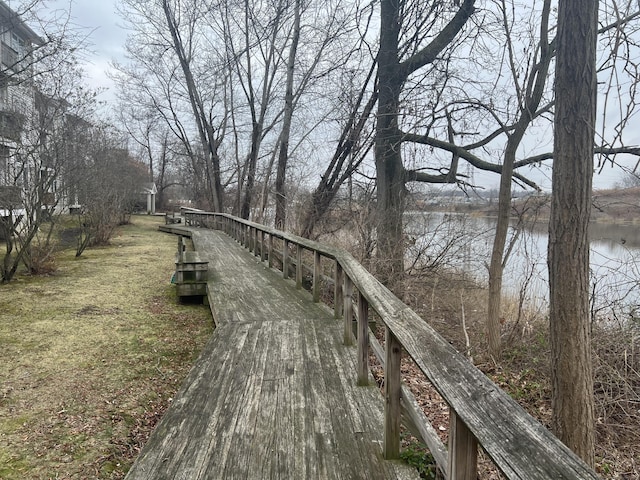 view of property's community with a water view